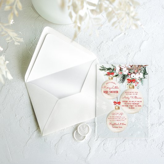 小さなメリー赤ちゃんシャワーモダンクリスマス アクリル招待状