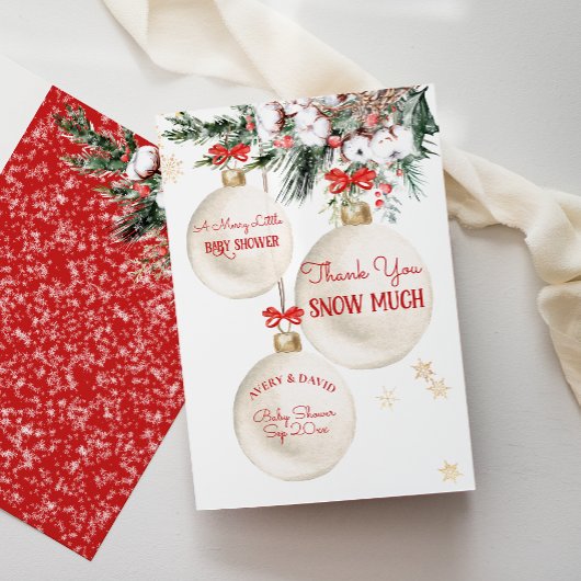 小さなメリー赤ちゃんシャワーモダンクリスマス サンキューカード