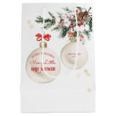 小さなメリー赤ちゃんシャワーモダンクリスマス ミディアムペーパーバッグ (裏面)