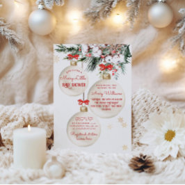 小さなメリー赤ちゃんシャワーモダンクリスマス 招待状