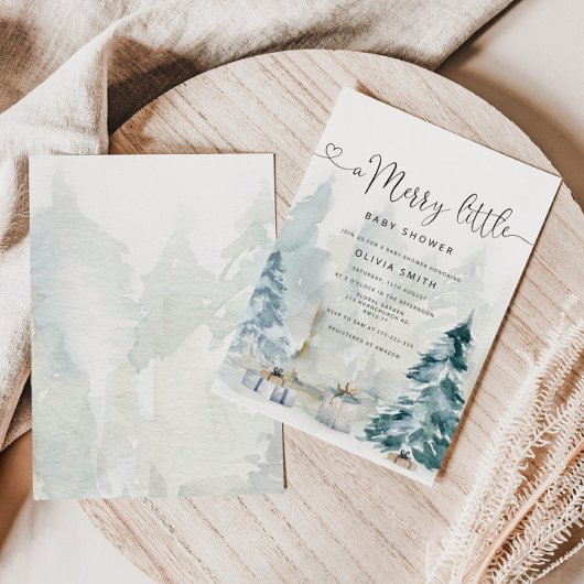 小さなメリー赤ちゃんシャワー冬の森 招待状