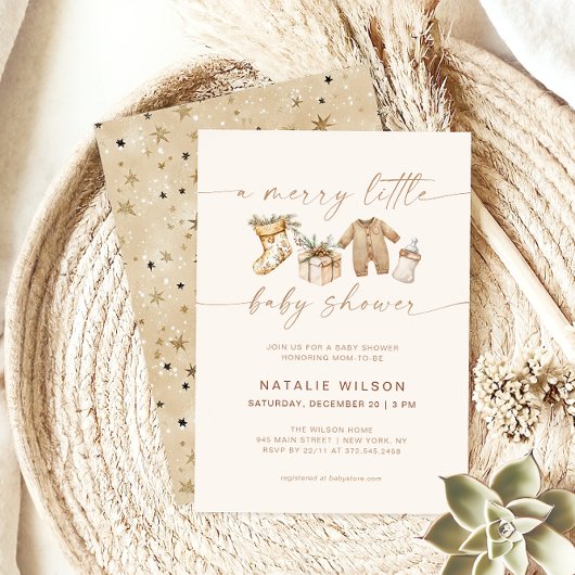 小さなメリー赤ちゃんシャワー男女兼用ボホ 招待状