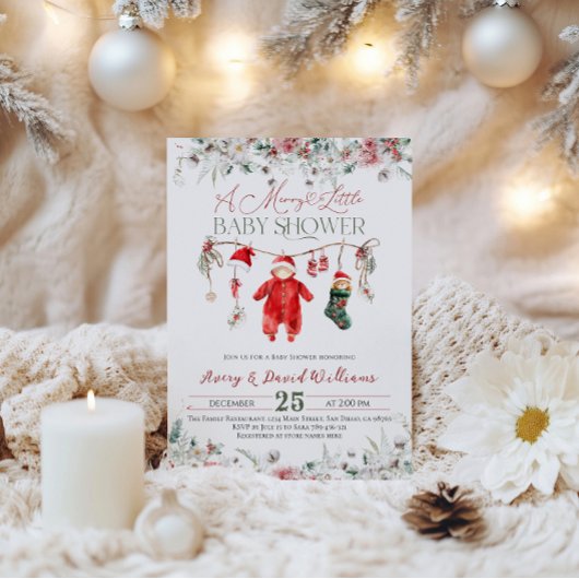 小さなメリー赤ちゃんシャワー男女兼用 招待状