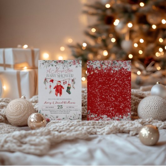 小さなメリー赤ちゃんシャワー男女兼用 招待状