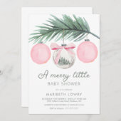 小さなメリー赤ちゃんシャワー |クリスマスシャワー 招待状 (正面/裏面)