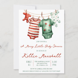 小さなメリー赤ちゃんシャワー、ベビー物干し場 招待状