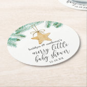 小さなメリー赤ちゃんシャワー ラウンドペーパーコースター (アングル)