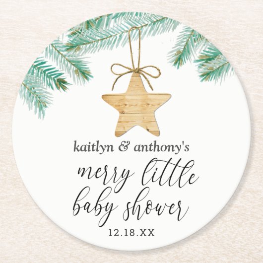 小さなメリー赤ちゃんシャワー ラウンドペーパーコースター (正面)