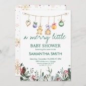 小さなメリー赤ちゃんシャワー 招待状 (正面/裏面)