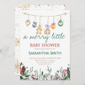 小さなメリー赤ちゃんシャワー 招待状 (正面/裏面)