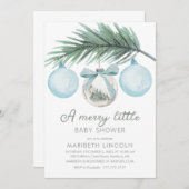 小さなメリー赤ちゃんシャワー |男の子の赤ちゃんシャワー 招待状 (正面/裏面)