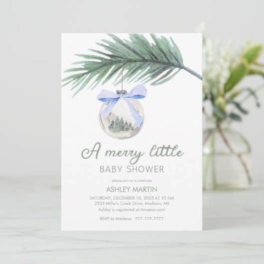 小さなメリー赤ちゃんシャワー |男の子の赤ちゃんシャワー 招待状 (スタンド正面)