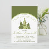 小さなメリー赤ちゃんシャワー、緑とベージシャワー 招待状 (スタンド正面)