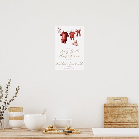 小さなメリー赤ちゃんシャワー、赤ちゃん服へようこそ ポスター (キッチン)