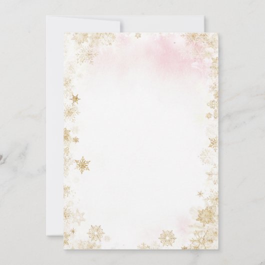 小さなメリー金ゴールドクリスマスピンクの赤ちゃんシャワー 招待状 (裏面)