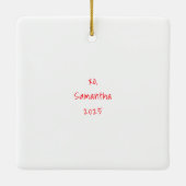 小さなメルロメリーサンタ・ワインを飲む セラミックオーナメント (裏面)