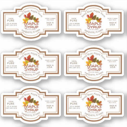 小さなメープルシロップのジャグラベルカラフルメープル葉の シール (正面)