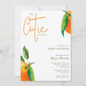 小さなモダンかわいこちゃんが赤ちゃんシャワーの途中にある 招待状 (正面)