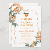 小さなモダンかわいこちゃんの赤ちゃんシャワーの招待 招待状 (正面/裏面)