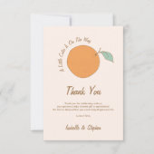 小さなモダンかわいこちゃんオレンジ色の赤ちゃんシャワー サンキューカード (正面)