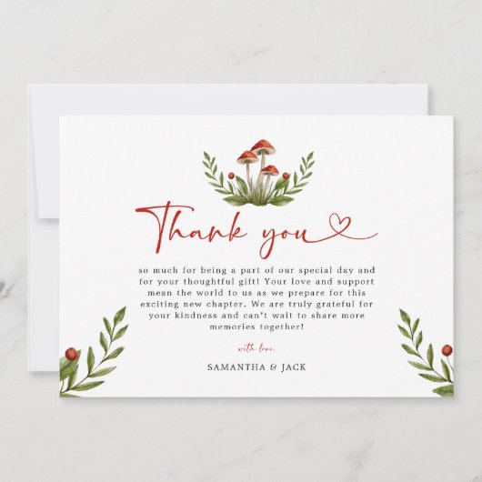 小さなモダンきのこ赤ちゃんシャワーありがとう サンキューカード (正面)