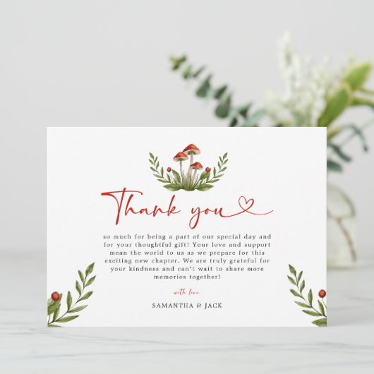 小さなモダンきのこ赤ちゃんシャワーありがとう サンキューカード (スタンド正面)