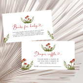 小さなモダンきのこ赤ちゃんシャワーおむつラッフル エンクロージャーカード