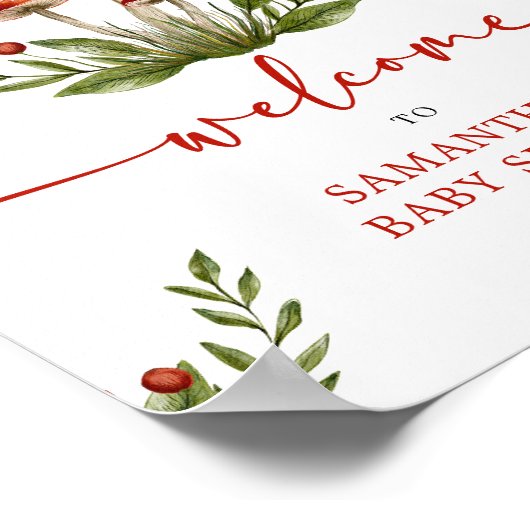 小さなモダンきのこ赤ちゃんシャワー歓迎サイン ポスター (角)