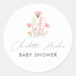 小さなモダンエレガント野草赤ちゃんシャワー ラウンドシール