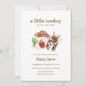 小さなモダンカウボーイウエスタンサボスベビーシャワー 招待状 (正面)