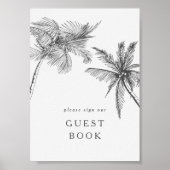小さなモダントロピカルゲスト結婚ブックのサイン ポスター (正面)