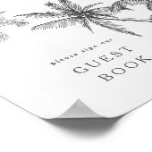 小さなモダントロピカルゲスト結婚ブックのサイン ポスター (角)