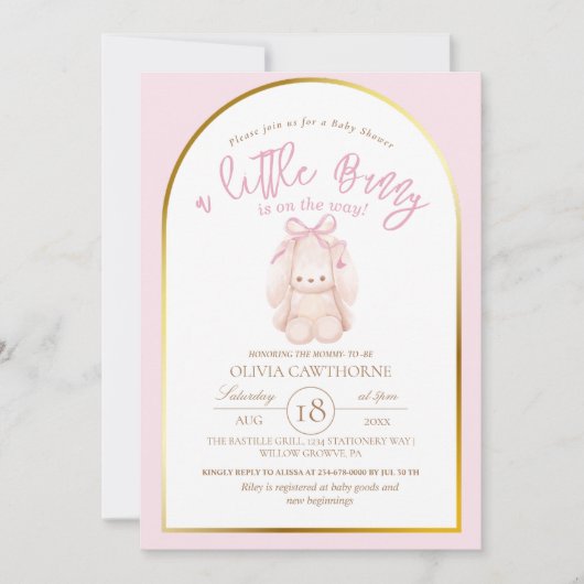 小さなモダンバエレガントニーの赤ん坊のシャワーが 招待状 (正面)