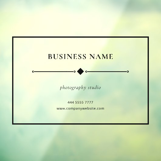 小さなモダンビジネス名ブラックフレーム透明 ウィンドウサイン (シート3)