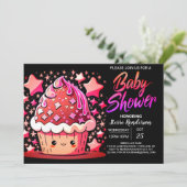 小さなモダンマフィンの女の子の赤ちゃんシャワー 招待状 (スタンド正面)