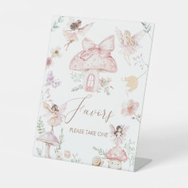 小さなモダン妖精の水の色の赤ちゃんシャワーfavo 台座サイン