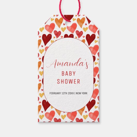 小さなモダン恋人のバレンタインデーシャワー ギフトタグ (正面)