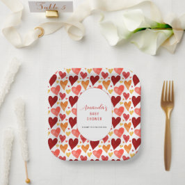 小さなモダン恋人のバレンタインデーシャワー ペーパープレート