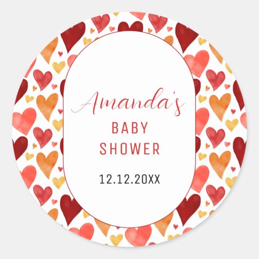 小さなモダン恋人のバレンタインデーシャワー ラウンドシール (正面)