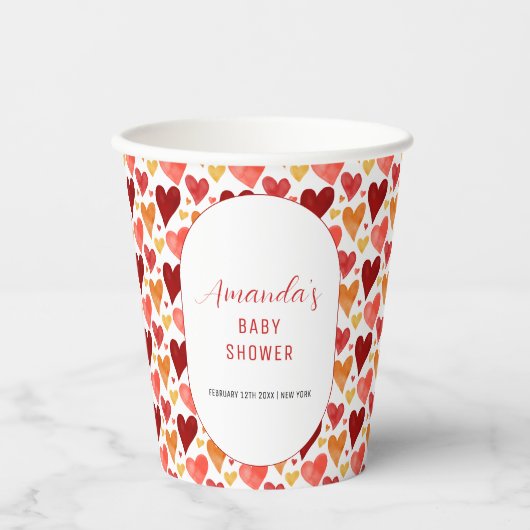 小さなモダン恋人のバレンタインデーシャワー 紙コップ (正面)
