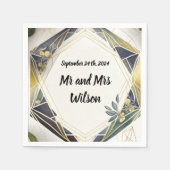 小さなモダン花ナプキン付きの幾何学的 スタンダードカクテルナプキン (正面)