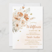 小さなモダン野草坊保女の子の赤ちゃんシャワー 招待状 (正面)