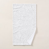 小さなモノクロブラック、グレー、クリーム色のドット付き白 バスタオルセット (ハンドタオル)