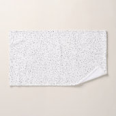 小さなモノクロブラック、グレー、クリーム色のドット付き白 バスタオルセット (ハンドタオル)