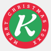 小さなモノグラムクリスマス封筒用シールシール ラウンドシール (正面)