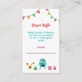 小さなモンスターおむつラッフルベビーシャワーかわいい エンクロージャーカード (正面)