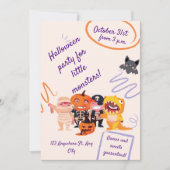 小さなモンスターのためのハローウィンパーティ!キッズパーティー 招待状 (正面)