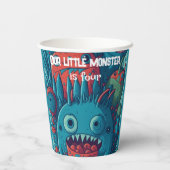 小さなモンスターの誕生日パーティー青の赤 紙コップ (裏面)