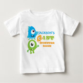 小さなモンスターの誕生日Tシャツ、最初の誕生日 ベビーTシャツ (正面)