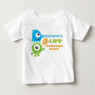 小さなモンスターの誕生日Tシャツ、最初の誕生日 ベビーTシャツ